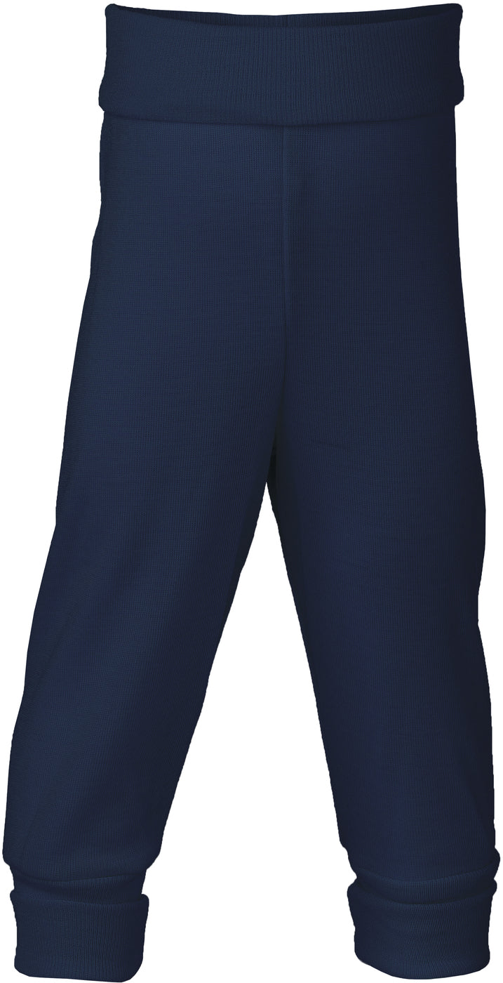Pantaloni larghi in lana e seta - blu navy